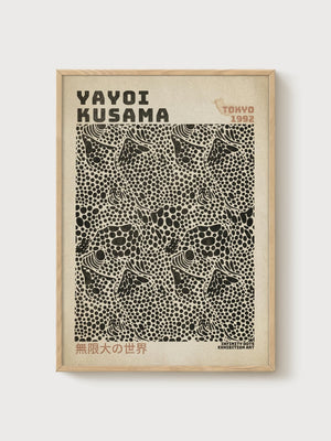 Yayoi Kusama Print poster in oak frame