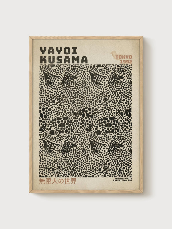 Yayoi Kusama Print poster in oak frame
