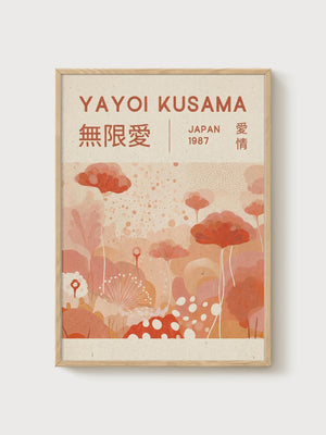 Yayoi Kusama Print poster in oak frame