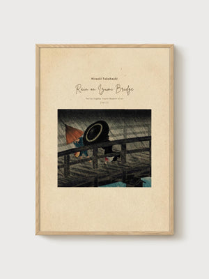 Hiroaki Takahashi Rain on Izumi Bridge poster in oak frame