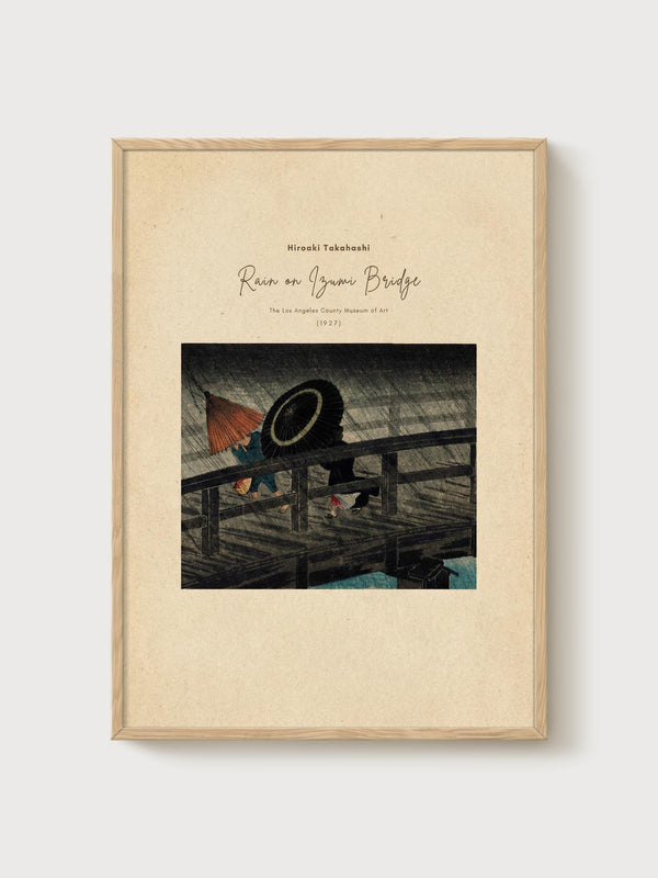 Hiroaki Takahashi Rain on Izumi Bridge poster in oak frame