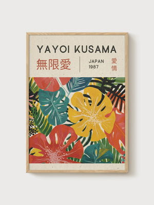 Yayoi Kusama Print poster in oak frame
