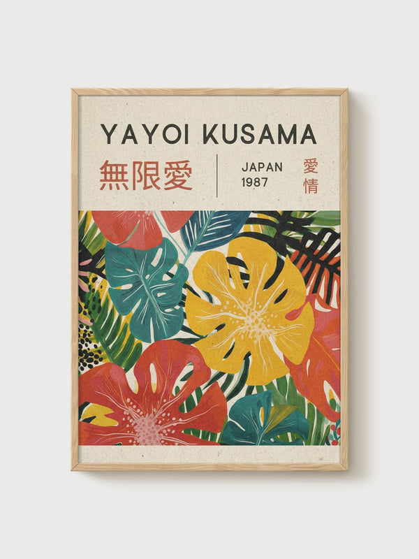 Yayoi Kusama Print poster in oak frame