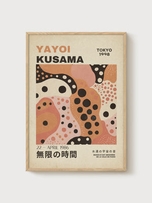 Yayoi Kusama Print poster in oak frame