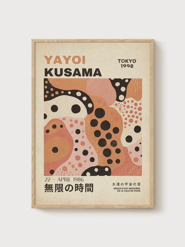 Yayoi Kusama Print poster in oak frame