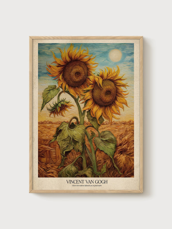 Vincent Van Gogh Sunflowers Print poster in oak frame