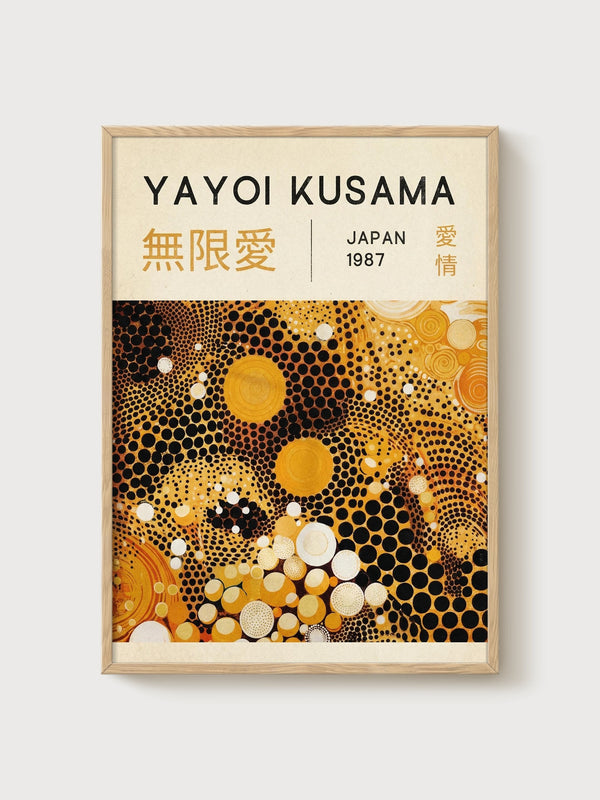 Yayoi Kusama Print poster in oak frame
