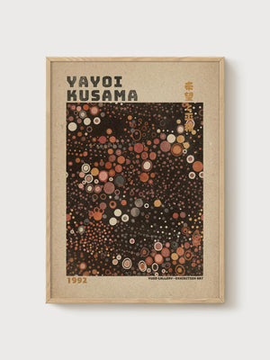 Yayoi Kusama Print poster in oak frame
