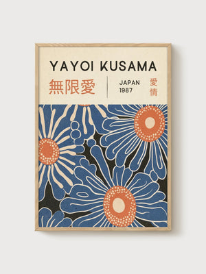 Yayoi Kusama Print poster in oak frame