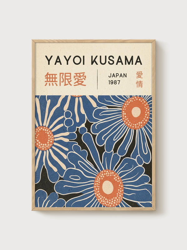 Yayoi Kusama Print poster in oak frame