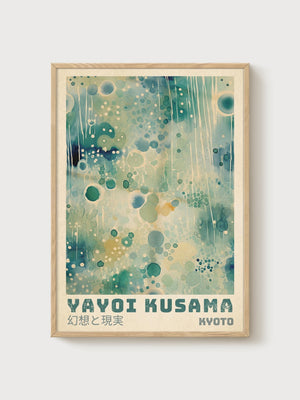 Yayoi Kusama Print poster in oak frame