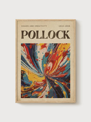 Jackson Pollock Print poster in oak frame