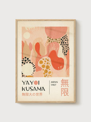 Yayoi Kusama Print poster in oak frame