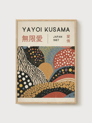 Yayoi Kusama Print poster in oak frame