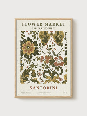Vintage Flower Market Poster poster in oak frame
