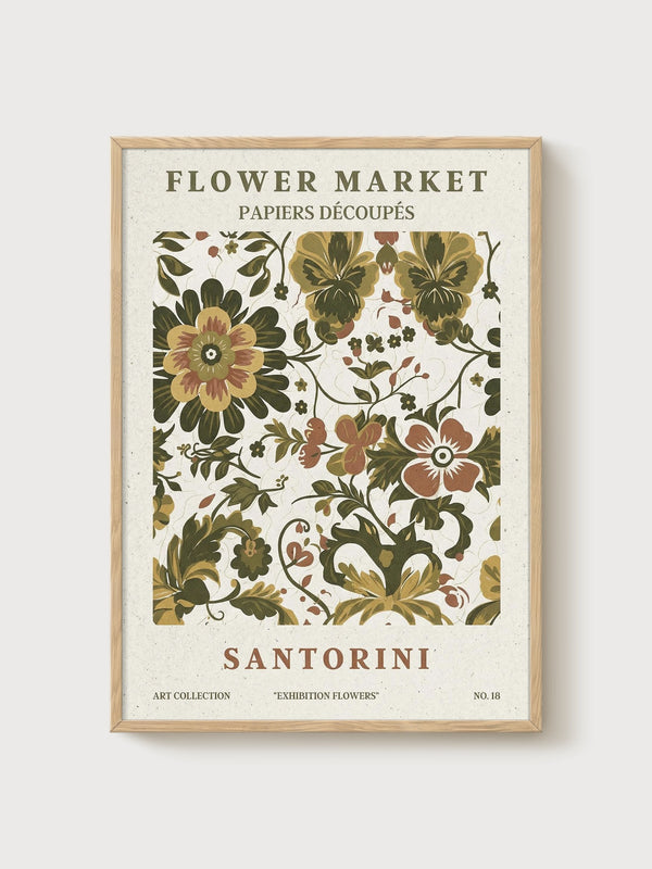 Vintage Flower Market Poster poster in oak frame