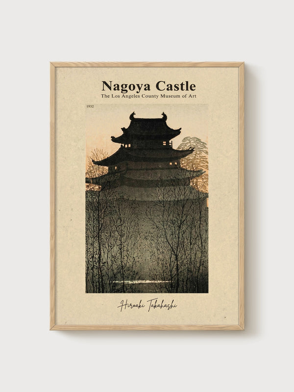 Nagoya Castle Print poster in oak frame