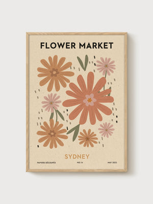 Flower Market Poster poster in oak frame
