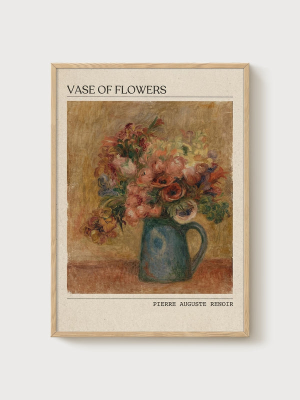 Pierre-Auguste Renoir Vase of Flowers poster in oak frame