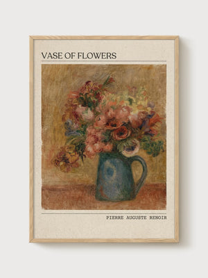 Pierre-Auguste Renoir Vase of Flowers poster in oak frame