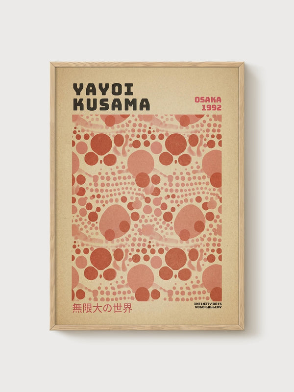 Yayoi Kusama Print poster in oak frame