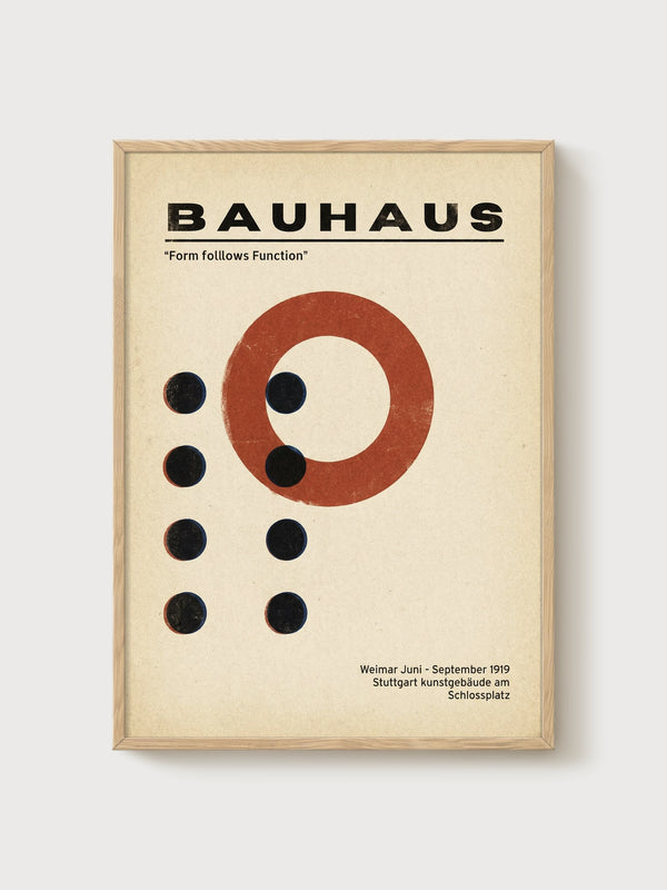 Bauhaus Print poster in oak frame