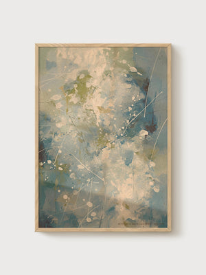 Abstract Splash Print poster in oak frame