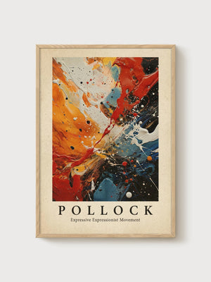 Jackson Pollock Print poster in oak frame