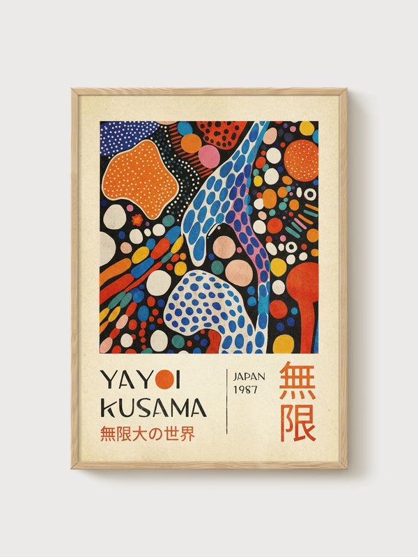 Yayoi Kusama Exhibition Poster poster in oak frame