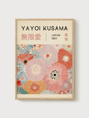 Yayoi Kusama Print poster in oak frame