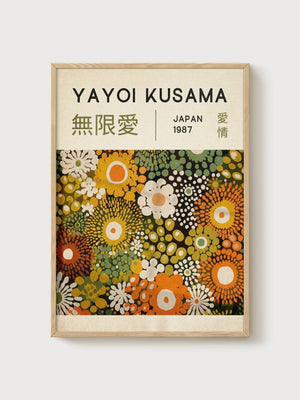 Yayoi Kusama Print poster in oak frame