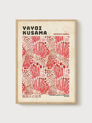 Yayoi Kusama Print poster in oak frame