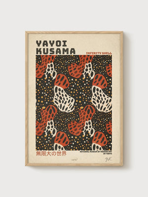 Yayoi Kusama Print poster in oak frame