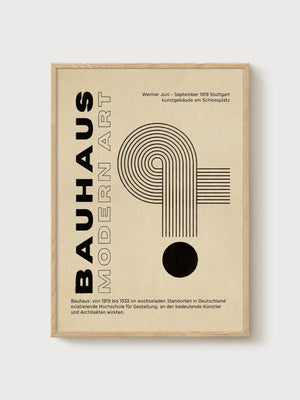 Bauhaus Print poster in oak frame