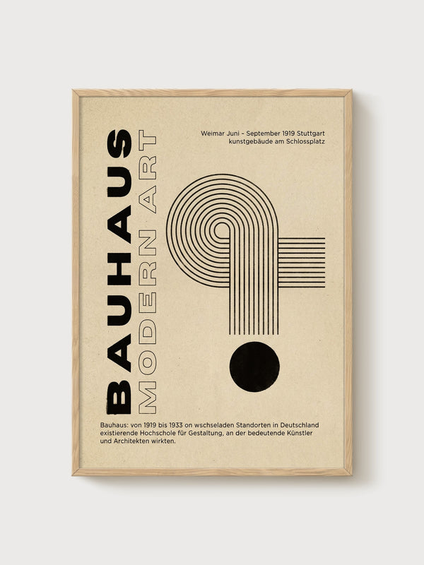 Bauhaus Print poster in oak frame