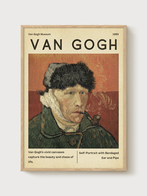 Van Gogh Self-Portrait Print poster in oak frame