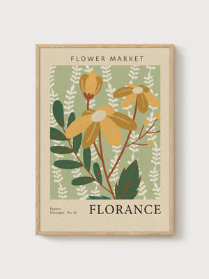 Vintage Flower Market Poster poster in oak frame