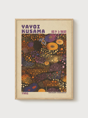 Yayoi Kusama Print poster in oak frame