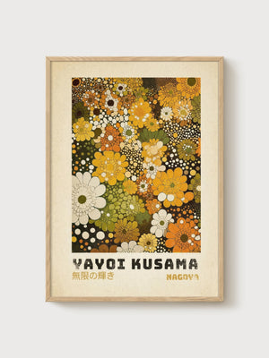 Yayoi Kusama Print poster in oak frame