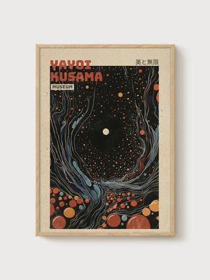 Yayoi Kusama Print poster in oak frame