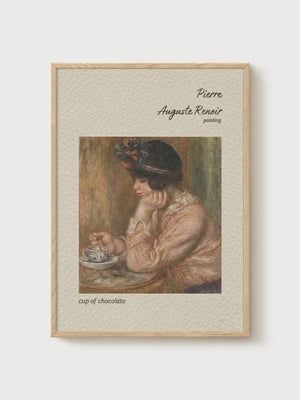 Renoir Cup of Chocolate Print poster in oak frame