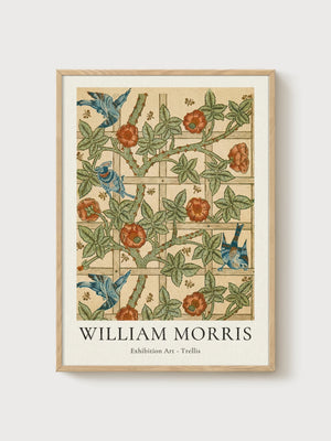 William Morris Print poster in oak frame
