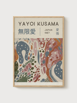 Yayoi Kusama Print poster in oak frame
