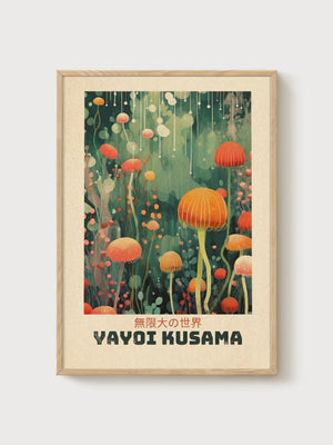 Yayoi Kusama Print poster in oak frame