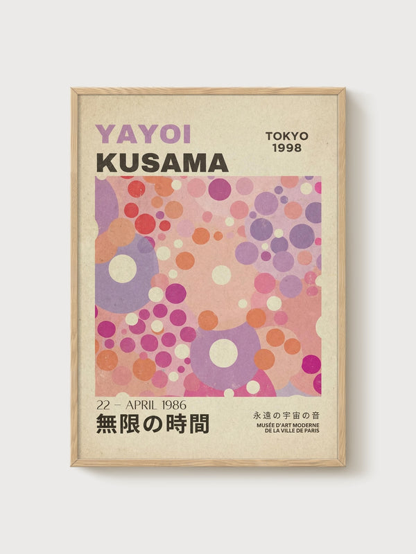 Yayoi Kusama Print poster in oak frame