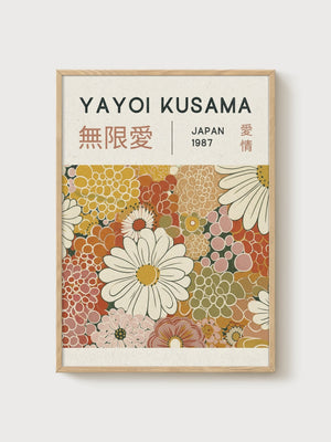 Yayoi Kusama Print poster in oak frame
