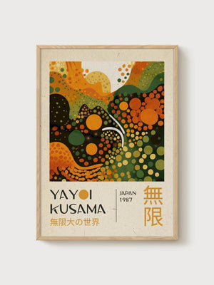 Yayoi Kusama Print poster in oak frame