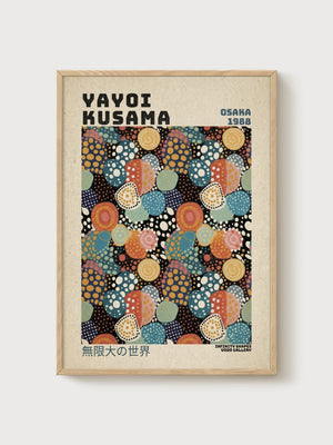 Yayoi Kusama Print poster in oak frame
