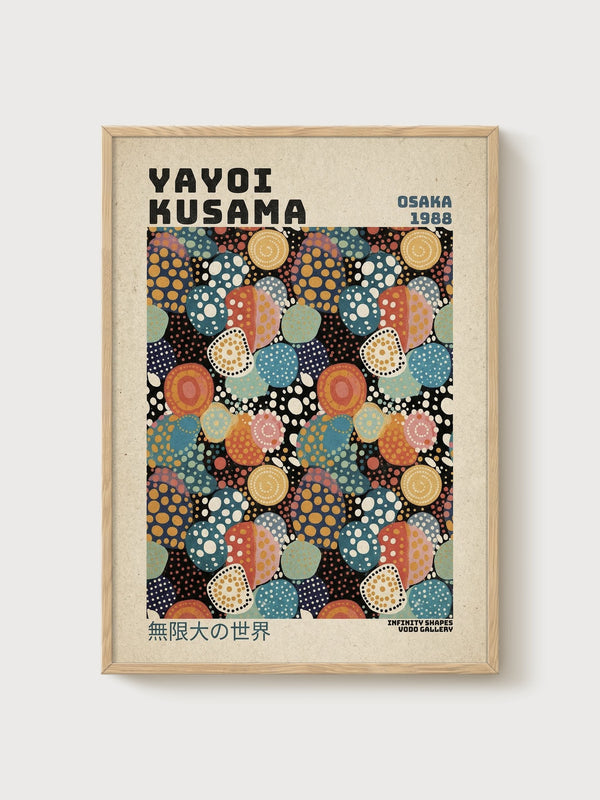 Yayoi Kusama Print poster in oak frame
