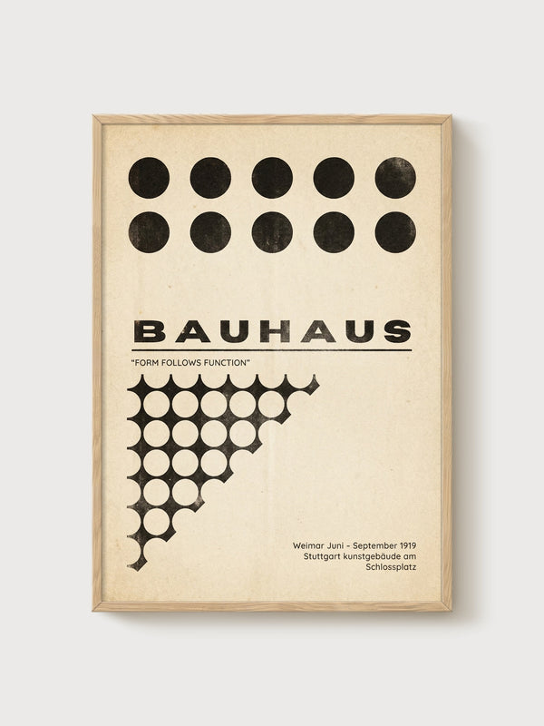 Bauhaus Print poster in oak frame
